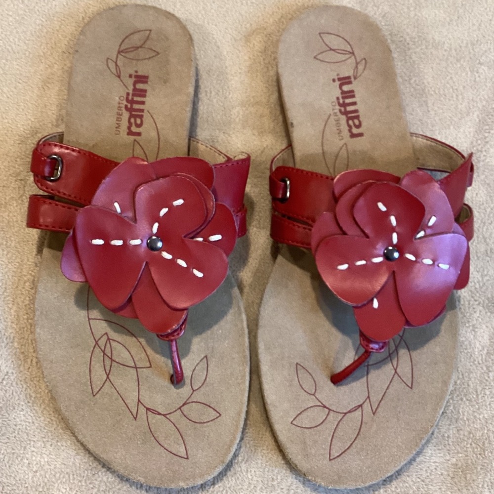 Umberto Raffini Red Floral Sandals - Picture 2 of 7